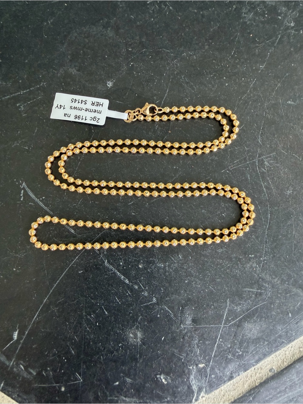 14kt Yellow Gold Bead Ball Chain Necklace 24”long